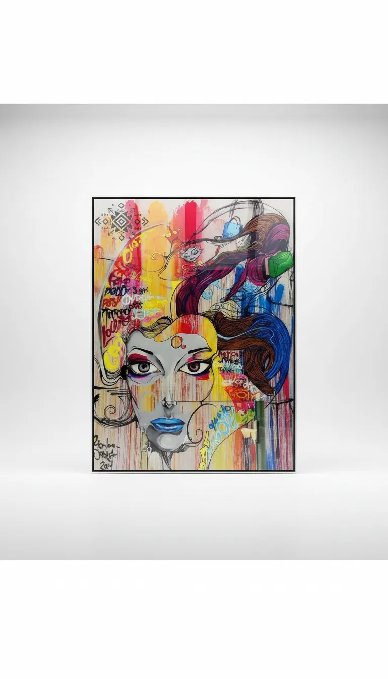 Framed pop art painting